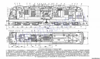 Электровоз ВЛ60 расположение оборужования